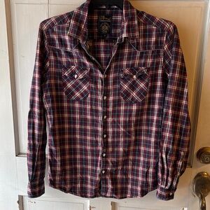 LTB Women's Plaid Button-Down Shirt - Red and Blue